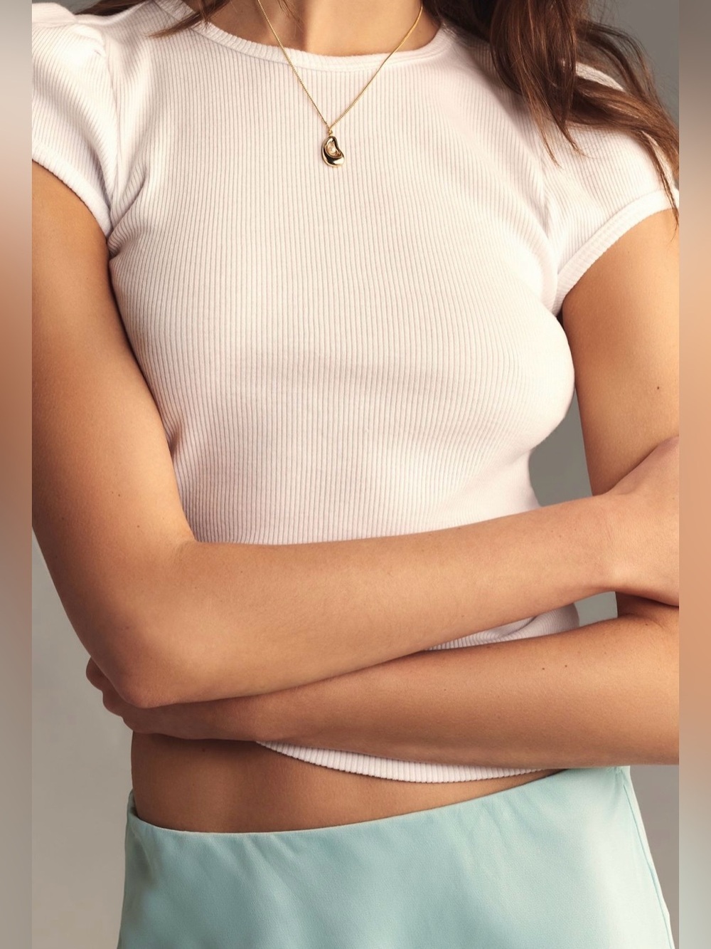NWT T.La Cap-Sleeve Ribbed Tee, S